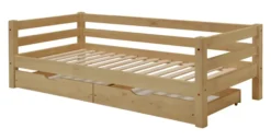 Infanskids Etagenbett mit Leiter und 2 Rollschubkästen gelaugt 90 x 200cm 603-20