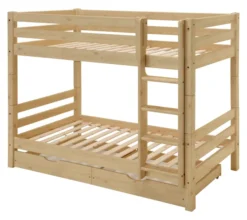 Infanskids Etagenbett mit Leiter und 2 Rollschubkästen natur lackiert 90 x 200cm 603-10