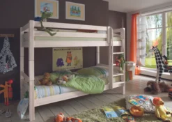 Infanskids Etagenbett mit Leiter und 2 Rollschubkästen weiß 90 x 200cm 603-30