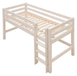 Infanskids Halbhohes Bett mit gerader Leiter weiß 90x200cm 301-30