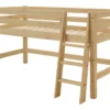 Infanskids Halbhohes Bett mit Schrägleiter natur lackiert 90x200cm 302-10
