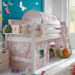Infanskids Halbhohes Bett mit Schrägleiter weiß 90x200cm 302-30