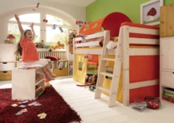 Infanskids Halbhohes Bett mit Schrägleiter weiß 90x200cm 302-30