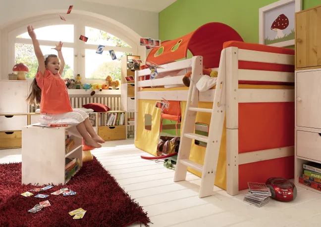 Infanskids Halbhohes Bett mit Schrägleiter weiß 90x200cm 302-30