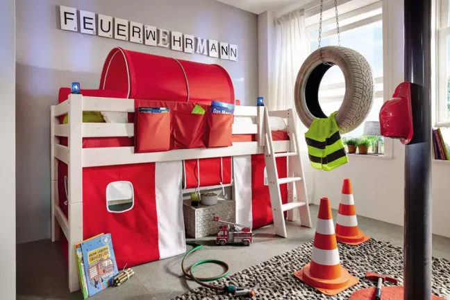 Infanskids Halbhohes Bett mit Schrägleiter weiß 90x200cm 302-30