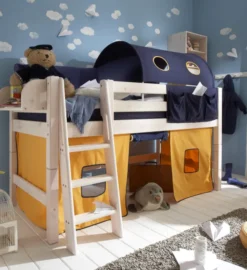 Infanskids Halbhohes Bett mit Schrägleiter weiß 90x200cm 302-30