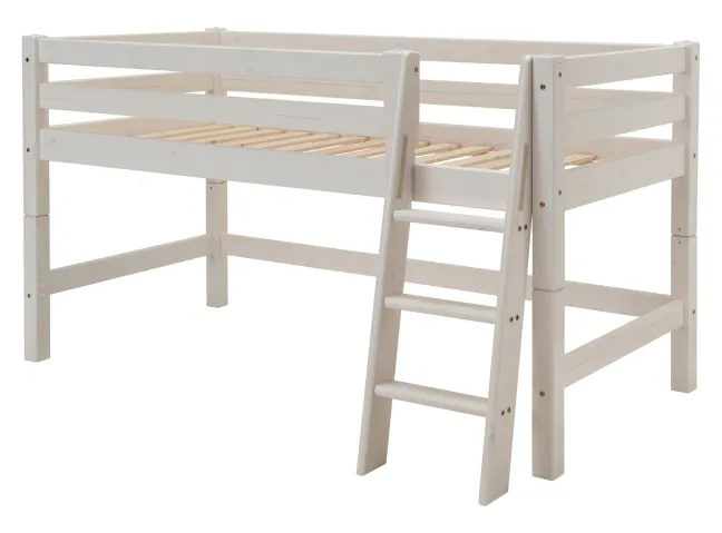 Infanskids Halbhohes Bett mit Schrägleiter weiß 90x200cm 302-30