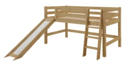 Infanskids Halbhohes Bett teilbar inkl. Schrägleiter und Rutsche gelaugt 90 x 200 309-2