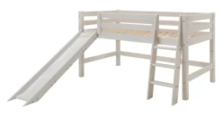 Infanskids Halbhohes Bett teilbar inkl. Schrägleiter und Rutsche weiß 90 x 200 cm 309-30