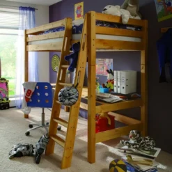 Infanskids Hochbett mit Schrägleiter gelaugt 90 x 200 cm 502-20