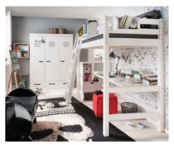 Infanskids Hochbett mit Schrägleiter weiß 90 x 200 cm 502-30