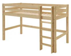 Infanskids mittelhohes Bett mit gerader Leiter natur 200x90cm 307-10