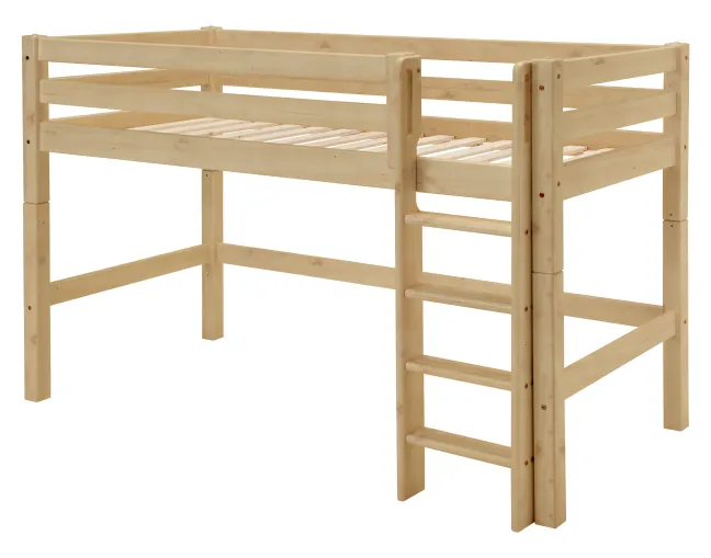 Infanskids mittelhohes Bett mit gerader Leiter natur 200x90cm 307-10