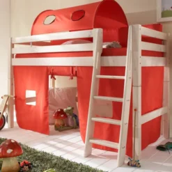 Infanskids mittelhohes Bett mit Schrägleiter weiß 200x90cm 308-30