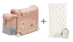 JetKids™ by Stokke® BedBox Kinderkoffer Coral Pink mit Rucksack und CloudSleeper™ Mickey Celebration