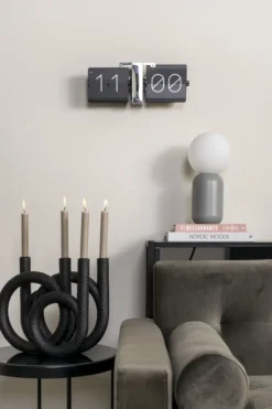 Karlsson Wand- und Tischuhr No Case Black- Standfuß Silber