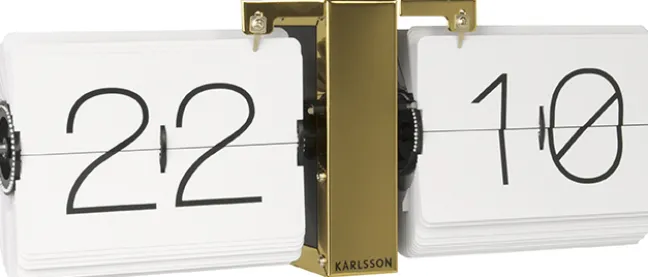Karlsson Wand- und Tischuhr No Case White- Standfuß Gold