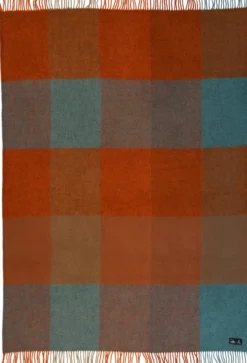 Klippan Lammwolldecke Gotland check orange