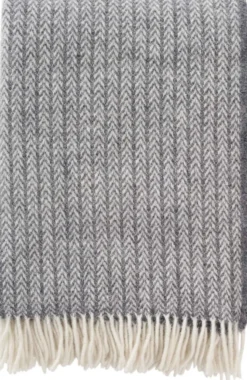 Klippan Lammwolldecke RWS Otis 200x130cm grau meliert Sale