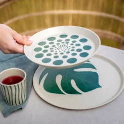 Koziol Kleiner Teller 205mm CONNECT PLATE 205mm MONSTERA DOTS nature desert sand 4er-Set