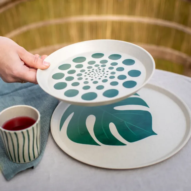 Koziol Kleiner Teller 205mm CONNECT PLATE 205mm MONSTERA DOTS nature desert sand 4er-Set