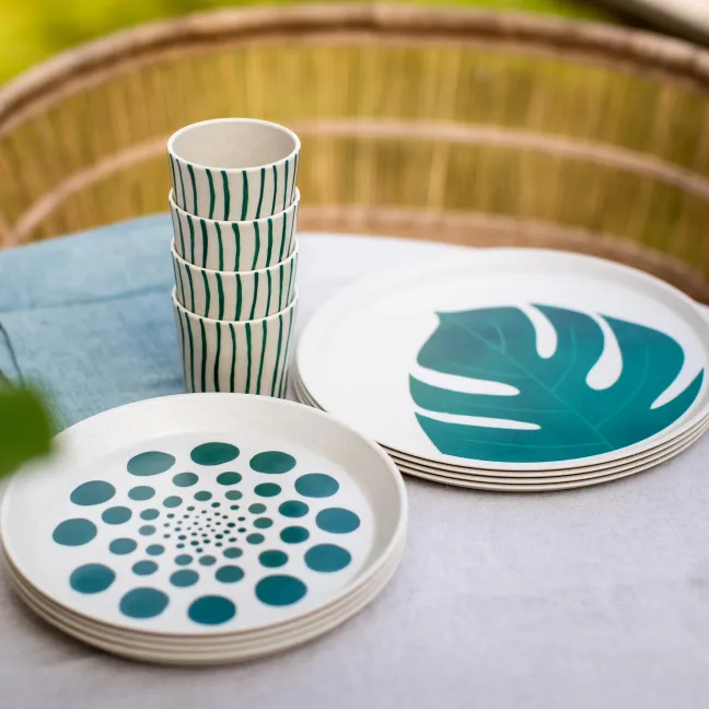 Koziol Kleiner Teller 205mm CONNECT PLATE 205mm MONSTERA DOTS nature desert sand 4er-Set