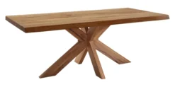 LifeConcept Esstisch 200x100cm Zerreiche Baumkante (6cm)Natur geölt mit Holz Spider-Gestell