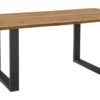 LifeConcept Esstisch 200x100cm Zerreiche Baumkante (3cm) Natur geölt mit Metall U-Gestell