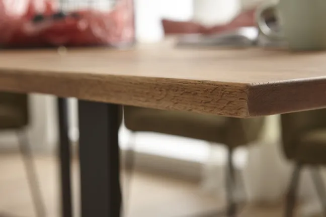 LifeConcept Esstisch 240x100cm Zerreiche gerade Kante (6cm) Natur geölt mit Holz Spider-Gestell