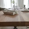 LifeConcept Esstisch 240x100cm Zerreiche gerade Kante (6cm) Natur geölt mit Metall Spider-Gestell