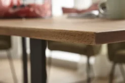 LifeConcept Esstisch 200x100cm Zerreiche gerade Kante (6cm) Natur geölt mit Metall Spider-Gestell
