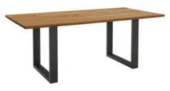 LifeConcept Esstisch 180x100cm Zerreiche gerade Kante (3cm) Natur geölt mit Metall U-Gestell