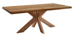 LifeConcept Esstisch 180x100cm Zerreiche gerade Kante (6cm) Natur geölt mit Holz Spider-Gestell