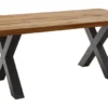 LifeConcept Esstisch 200x100cm Zerreiche gerade Kante (6cm) Natur geölt mit Metall X-Gestell