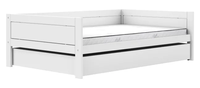 Lifetime Basisbett 120x200cm mit Premium Rollboden und Bettkasten groß weiß lackiert