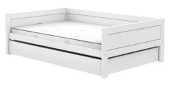 Lifetime Basisbett 120x200cm mit Premium Rollboden und Bettkasten groß weiß lackiert