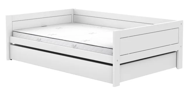Lifetime Basisbett 120x200cm mit Premium Rollboden und Bettkasten groß weiß lackiert