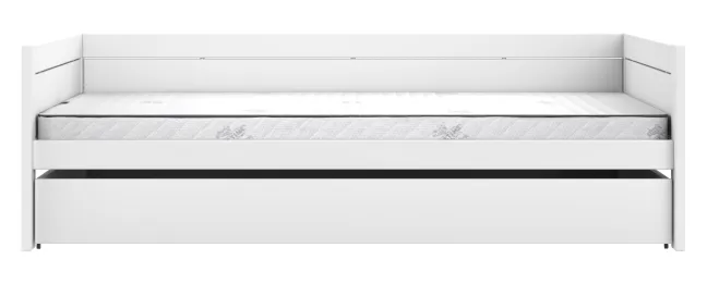 Lifetime Basisbett 120x200cm mit Premium Rollboden und Bettkasten groß weiß lackiert
