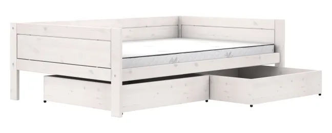 Lifetime Basisbett 120x200cm mit Premium Rollboden und 2 Bettkästen whitewash