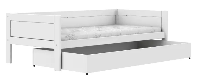 Lifetime Basisbett 90x200cm mit Rollboden und Bettkasten weiß lackiert