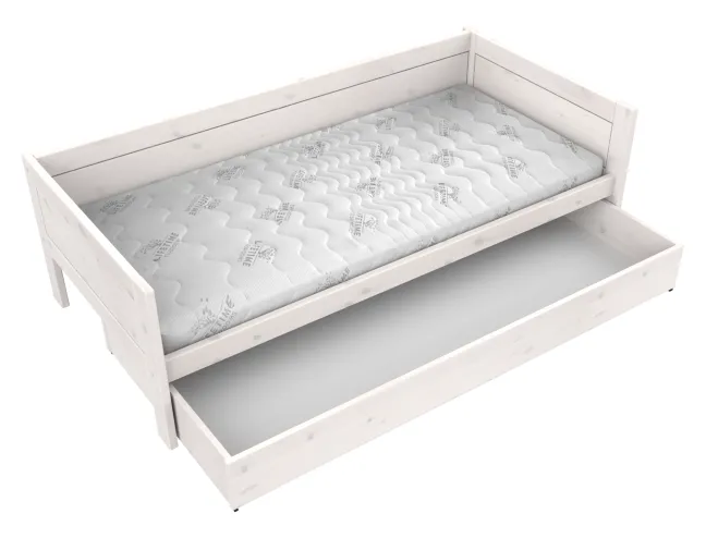 Lifetime Basisbett 90x200cm mit Rollboden und Bettkasten whitewash