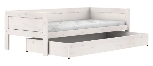 Lifetime Basisbett 90x200cm mit Rollboden und Bettkasten whitewash