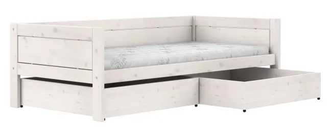 Lifetime Basisbett 90x200cm mit Rollboden und 2 Bettkästen whitewash