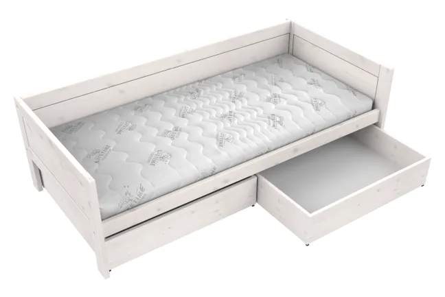Lifetime Basisbett 90x200cm mit Rollboden und 2 Bettkästen whitewash