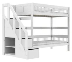 Lifetime Breeze Etagenbett 90x200cm mit Treppe und Rollboden weiß lackiert