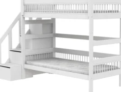 Lifetime Breeze Etagenbett 90x200cm mit Treppe und Rollboden weiß lackiert