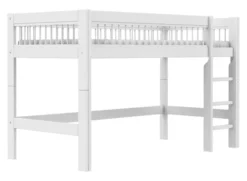 Lifetime Breeze halbhohes Bett 90x200cm mit Rollboden weiß lackiert