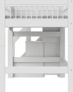 Lifetime Breeze halbhohes Bett 90x200cm mit Treppe und Rollboden weiß lackiert