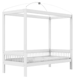 Lifetime Breeze Himmelbett 90x200cm mit Rollboden weiß lackiert