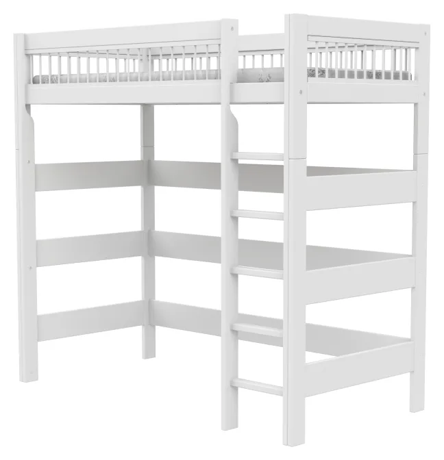 Lifetime Breeze Hochbett 90x200cm Höhe: 195cm mit Rollboden weiß lackiert